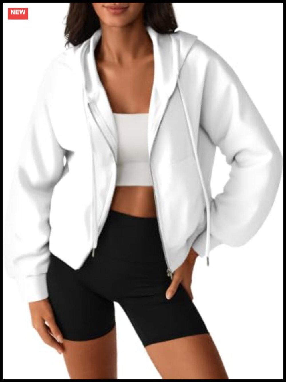 Womens Cropped Zip Up Hoodie Lightweight Long Sleeve Casual Crop Hooded Jacket